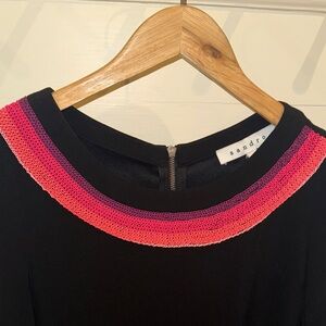 Sandro Black Dress with Pink and Purple Trim